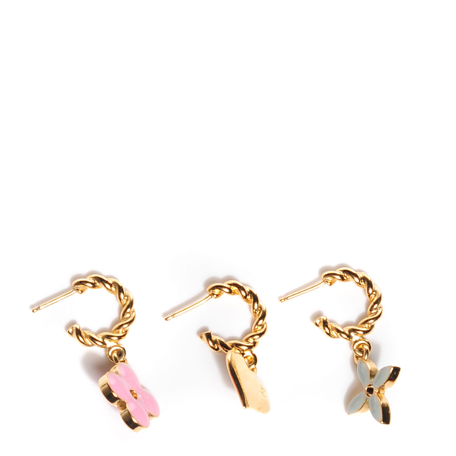 Three Piece Set Sweet Monogram Earrings Gold