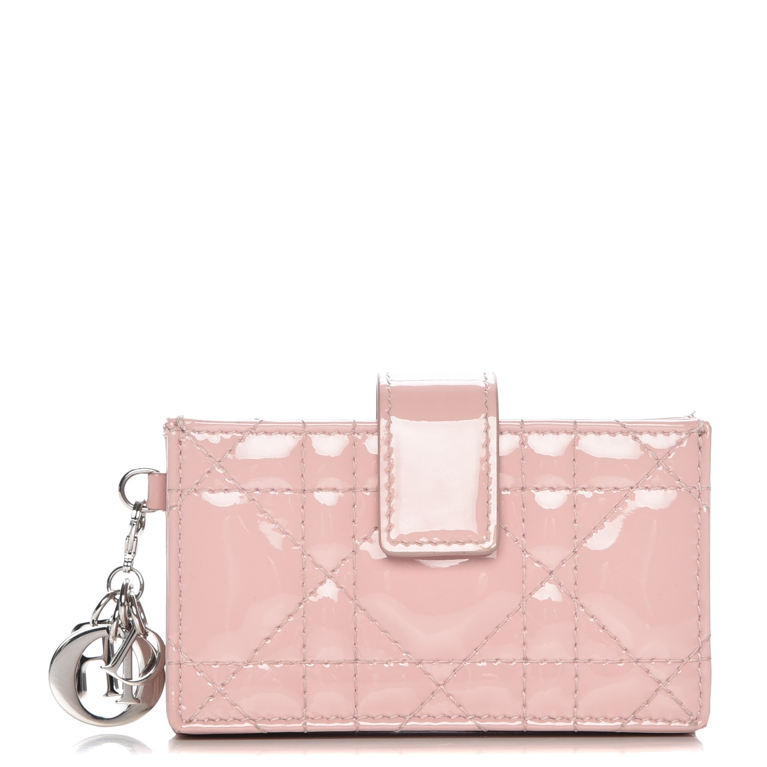 CHRISTIAN DIOR Patent Cannage Lady Dior Gusseted Card ...