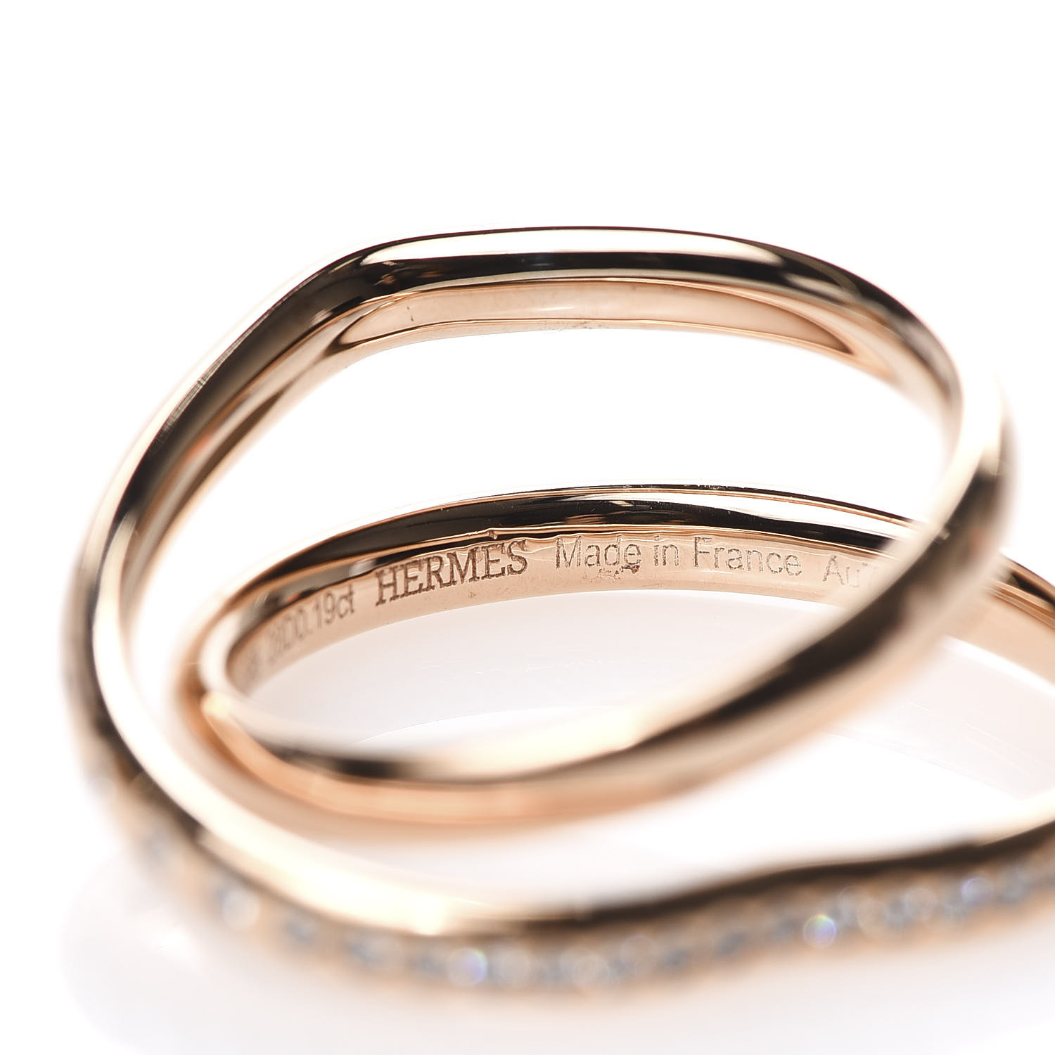 HERMES 18K Rose Gold Diamond Vertige Coeur Ring 52 6 600820 | FASHIONPHILE