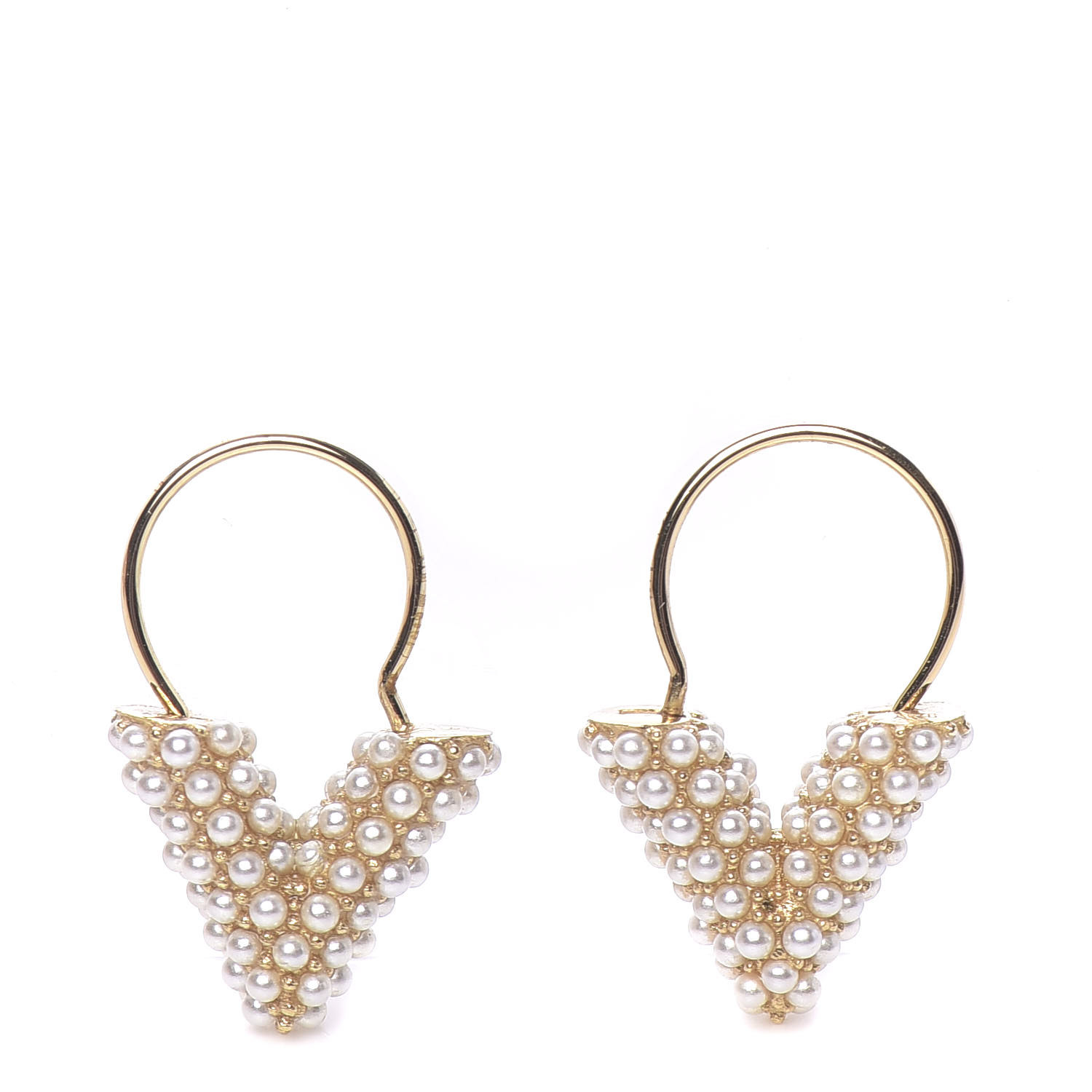 Louis Vuitton Essential V Guilloche Gold-Tone Earrings