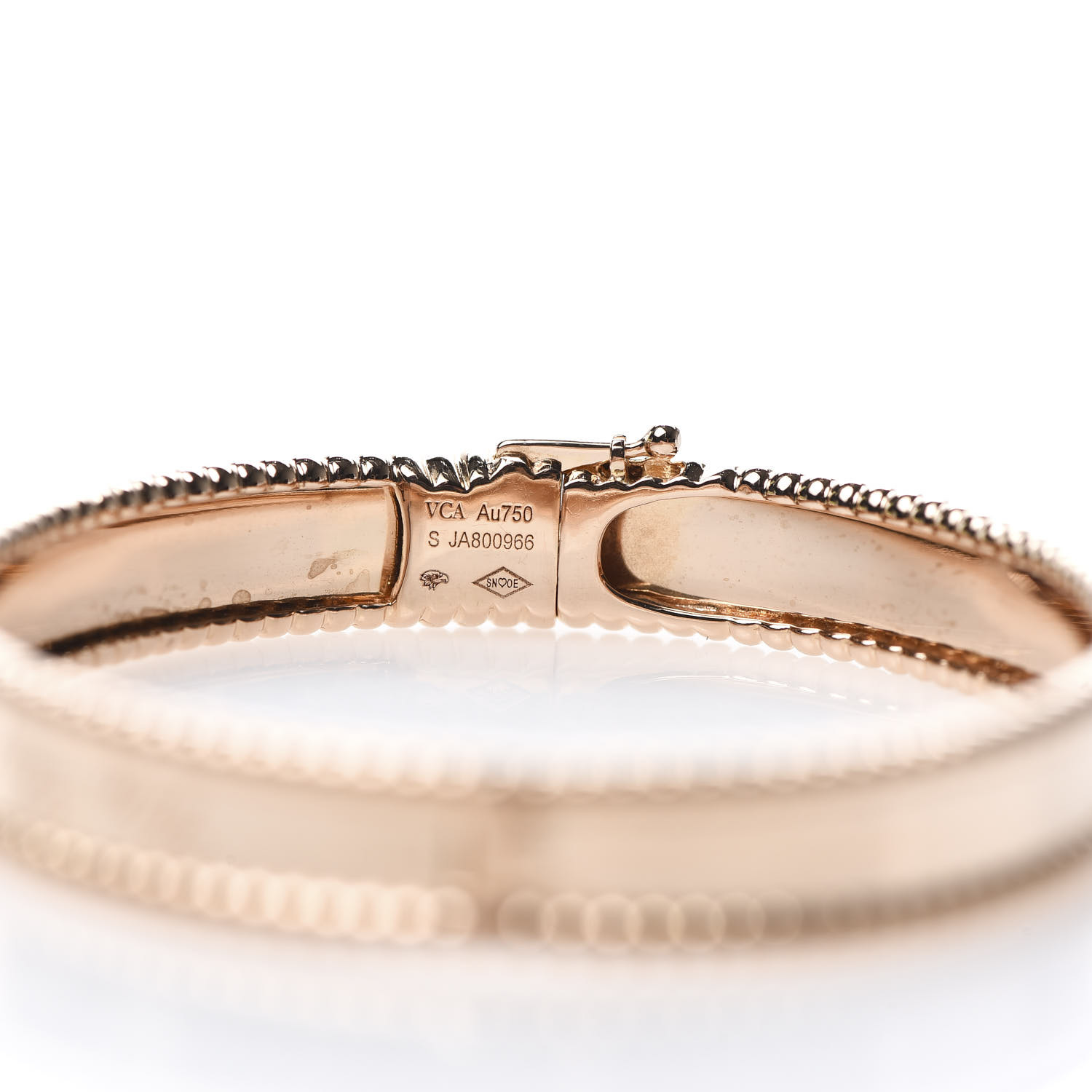 VAN CLEEF & ARPELS 18K Rose Gold Perlee Signature Bangle Bracelet S 601310
