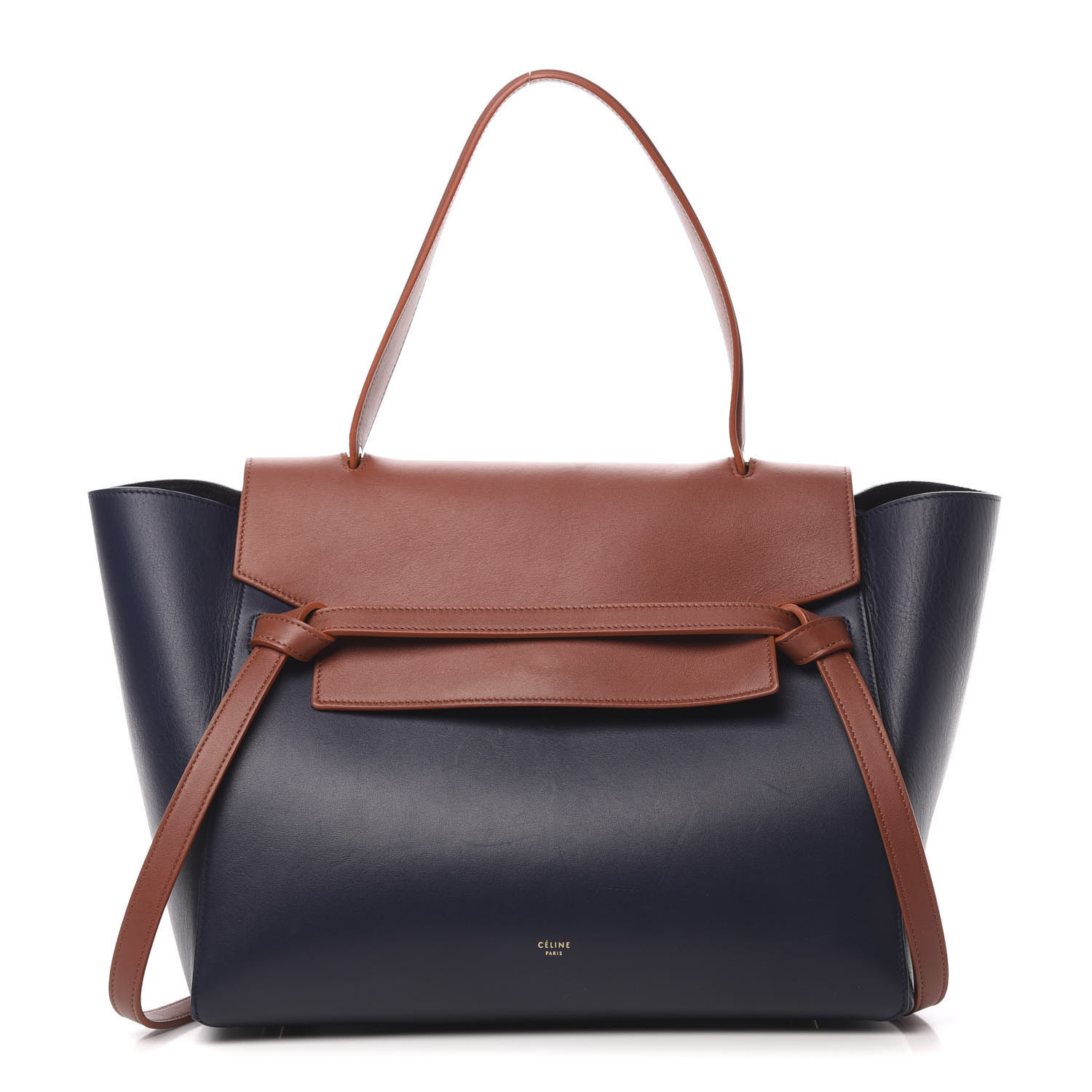 CELINE Smooth Calfskin Large Bi-Color Belt Bag Midnight 617589