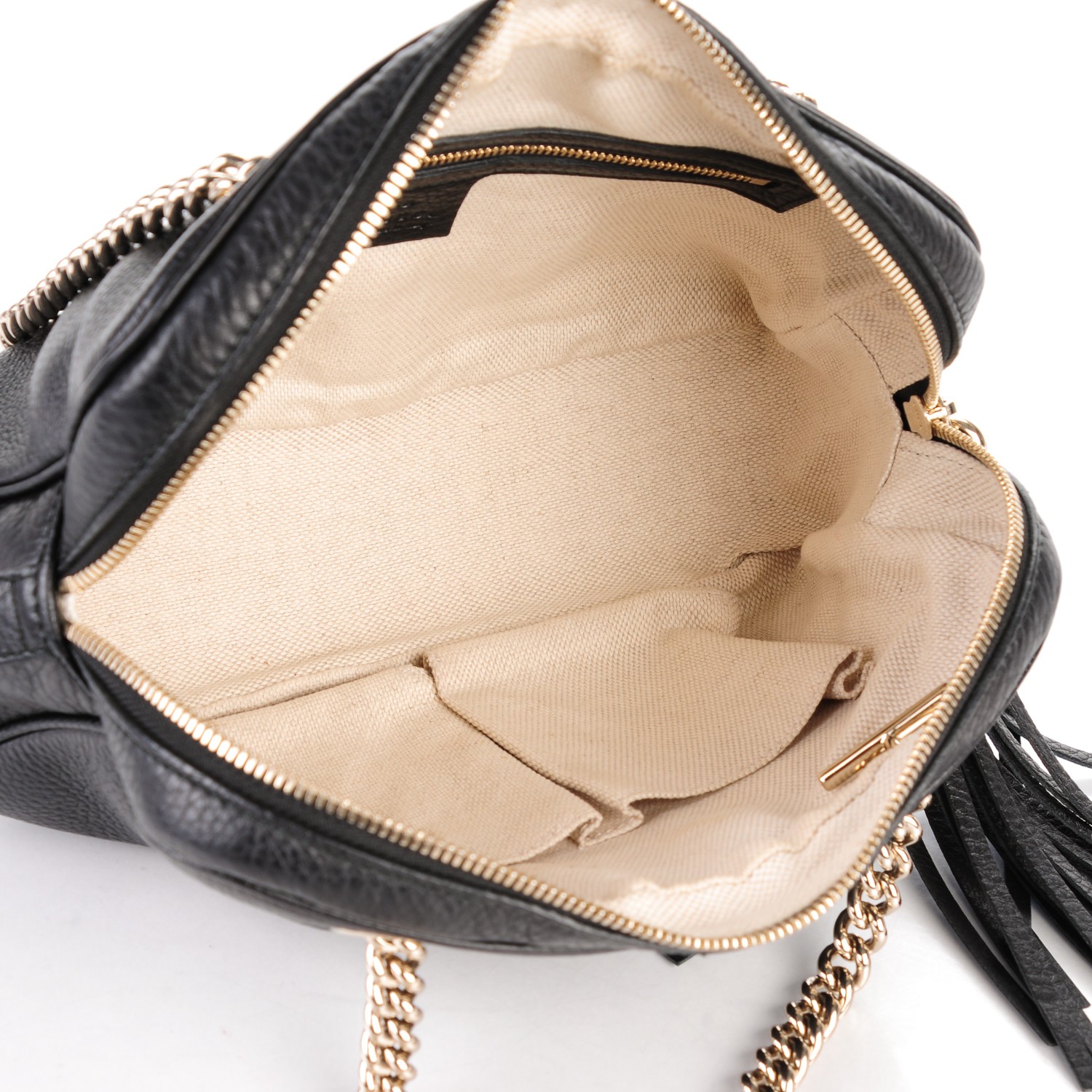 GUCCI Pebbled Calfskin Small Soho Chain Shoulder Bag Black 158418