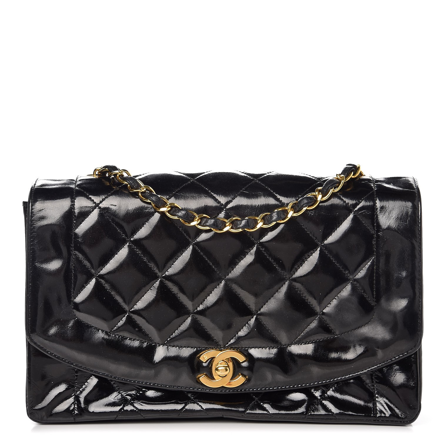 chanel patent quilted bag