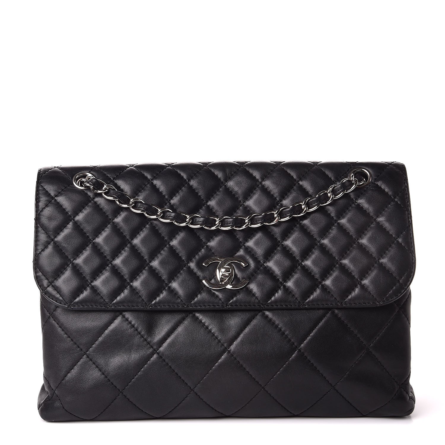 CHANEL Calfskin Quilted In The Business Flap Bag Black 323037