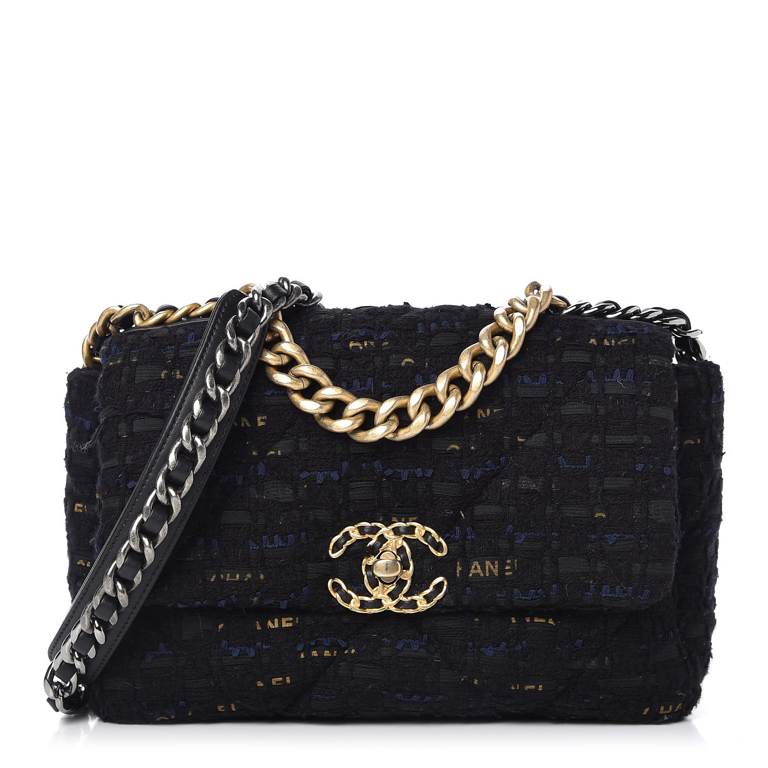 chanel 19 black tweed