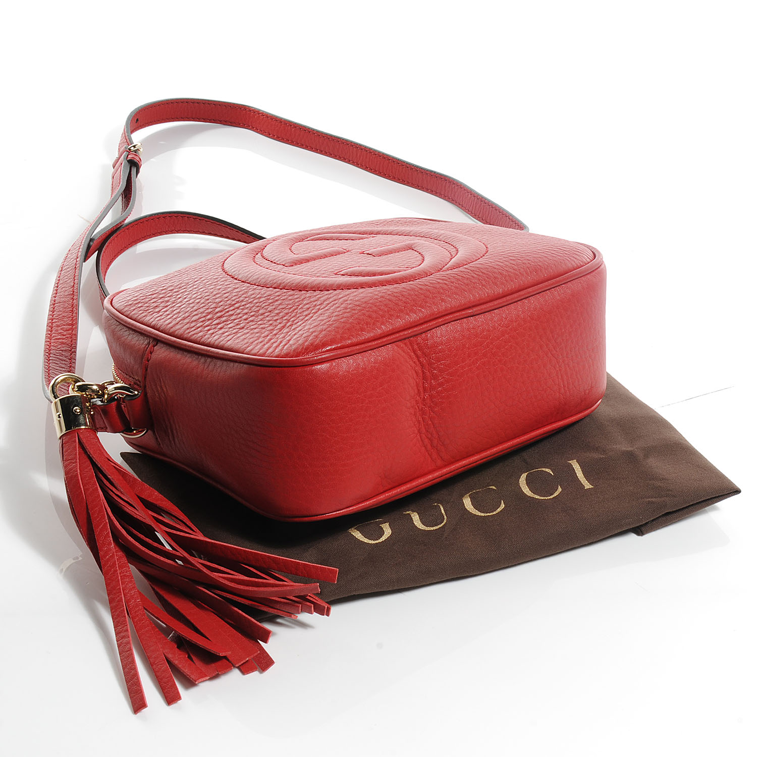 GUCCI Leather Small Soho Disco Bag Red 59756