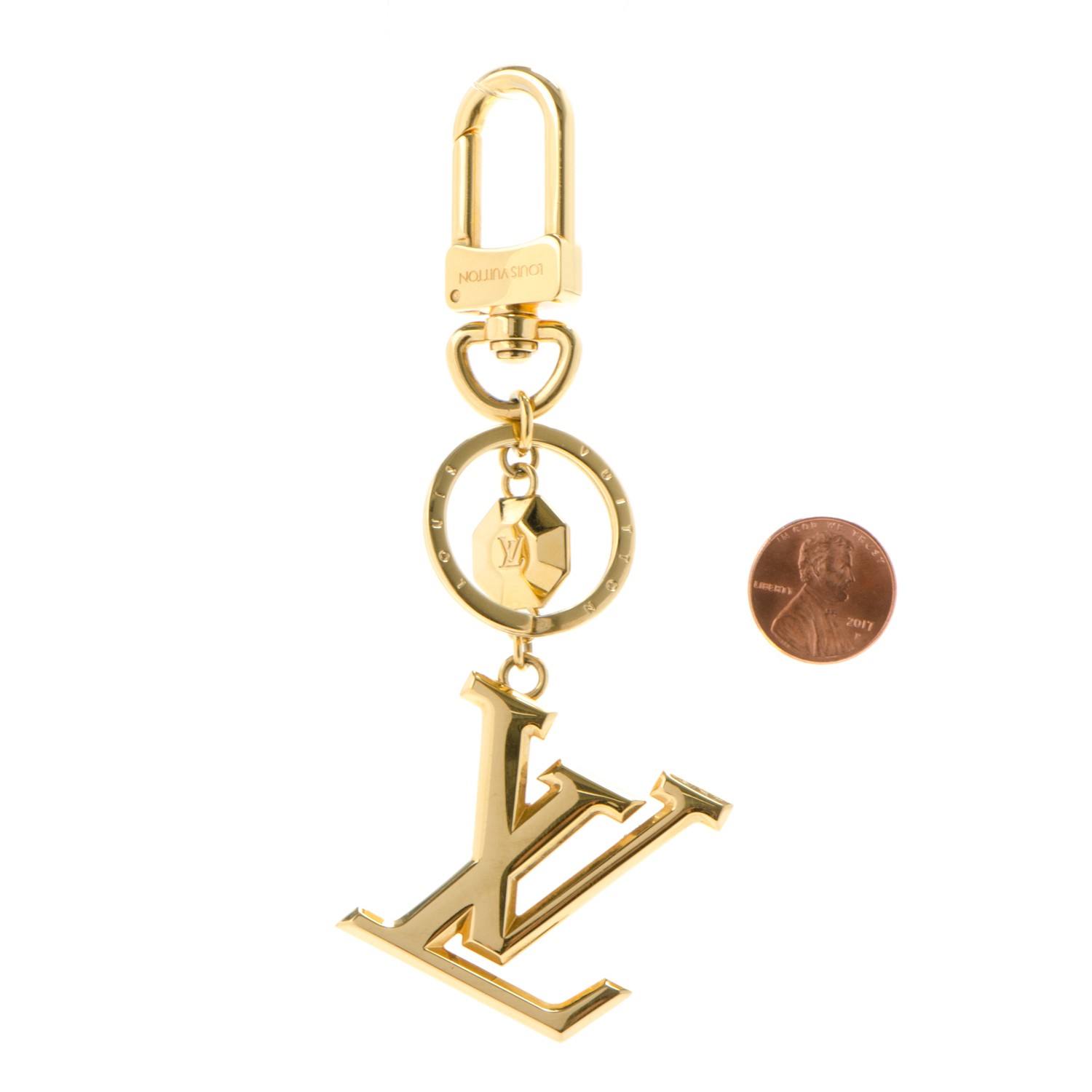 LOUIS VUITTON LV Facettes Bag Charm Key Holder Gold 179029