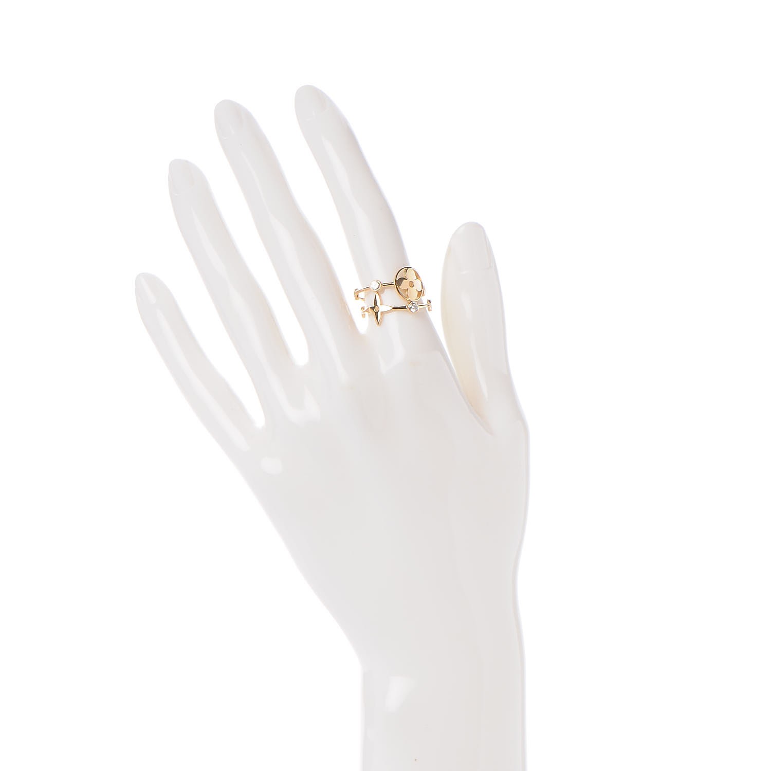 LOUIS VUITTON 18K Gold Diamond Monogram Idylle Blossom Ring Set 53 6.5 234794