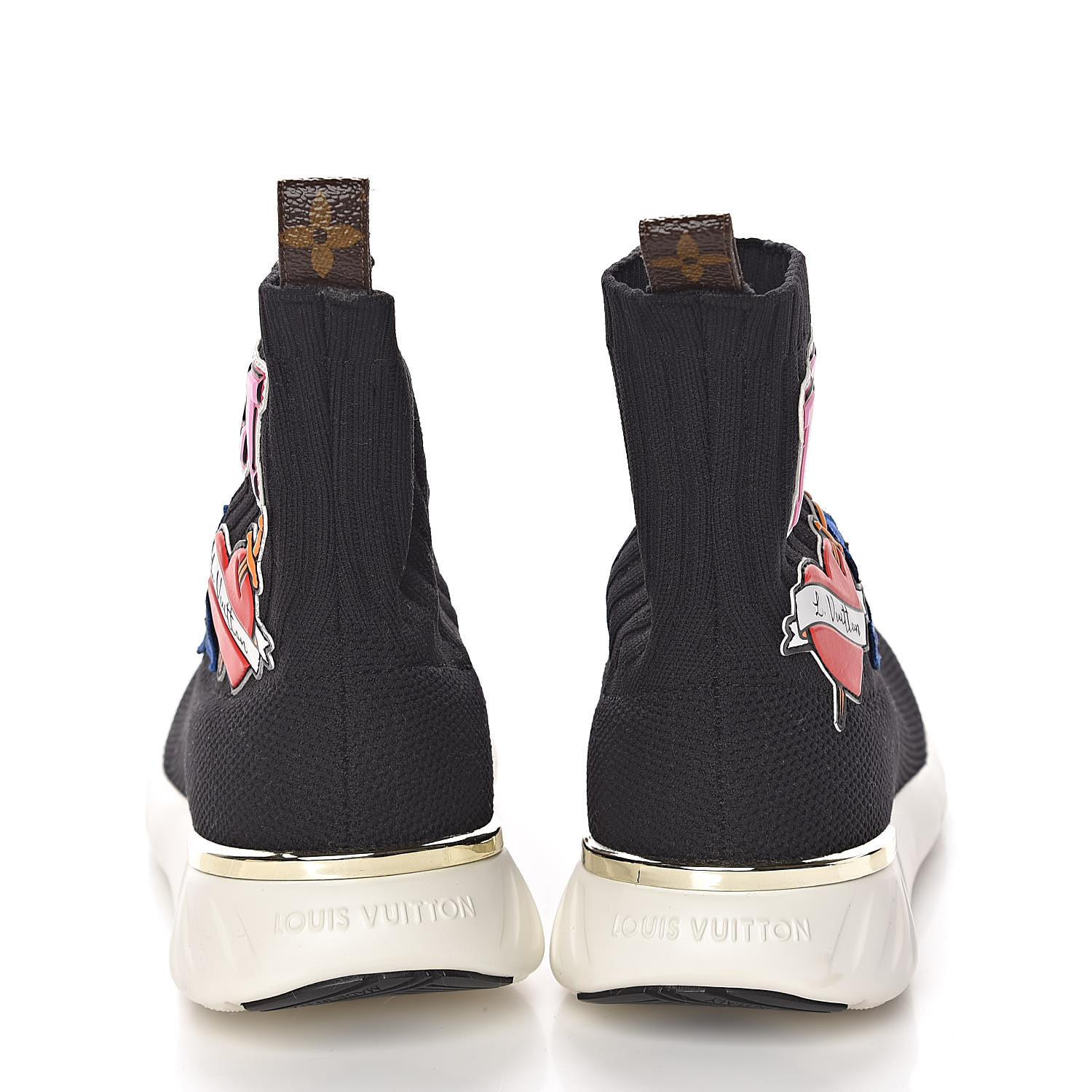 louis vuitton socks for women LOUIS VUITTON Stretch Fabric Womens LV Black Heart Sock Sneaker 36.5 Black 481520