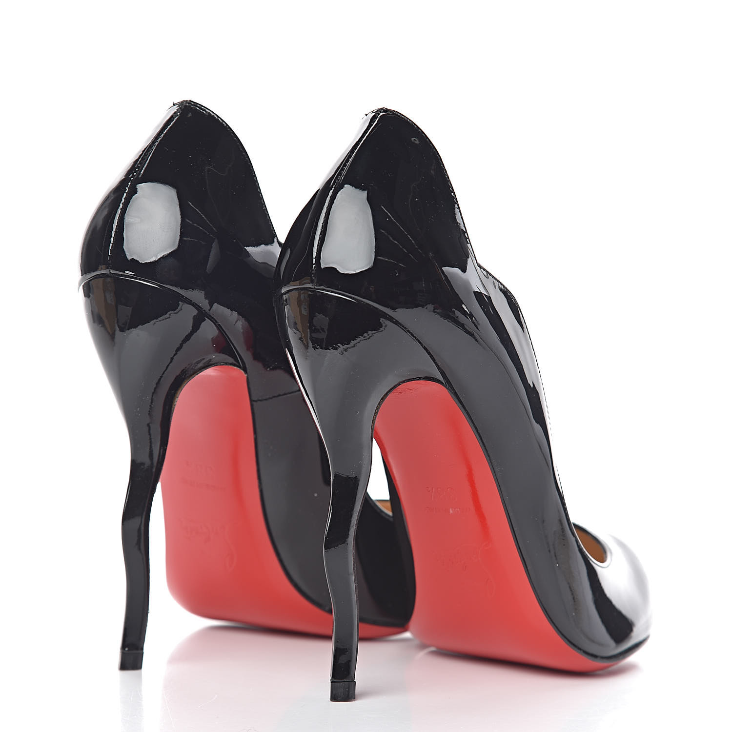 CHRISTIAN LOUBOUTIN Patent Wawy Dolly 120 Scalloped Pumps 38.5 Black 117066