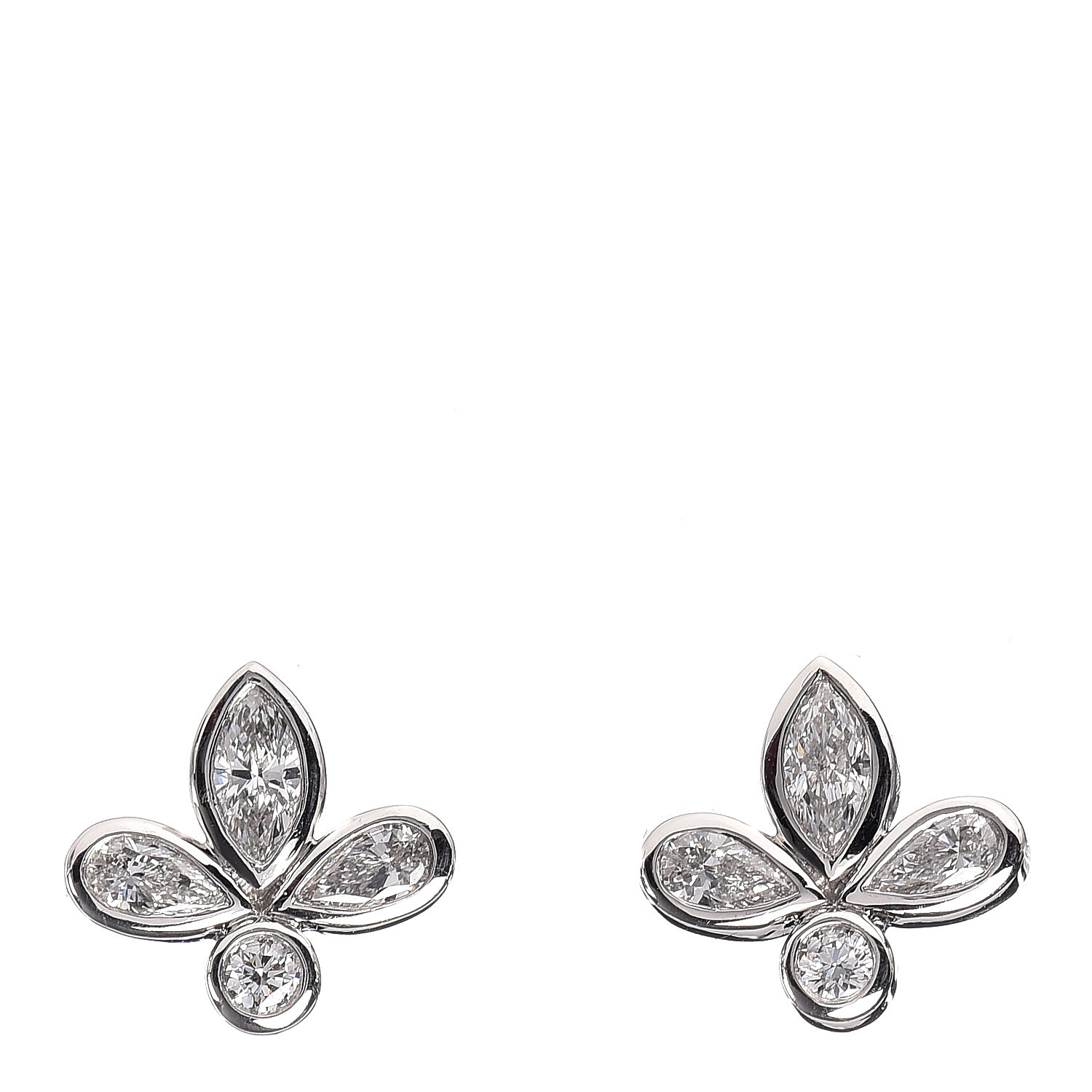 TIFFANY Platinum Diamond Fleur de Lis Earrings 481230 | FASHIONPHILE