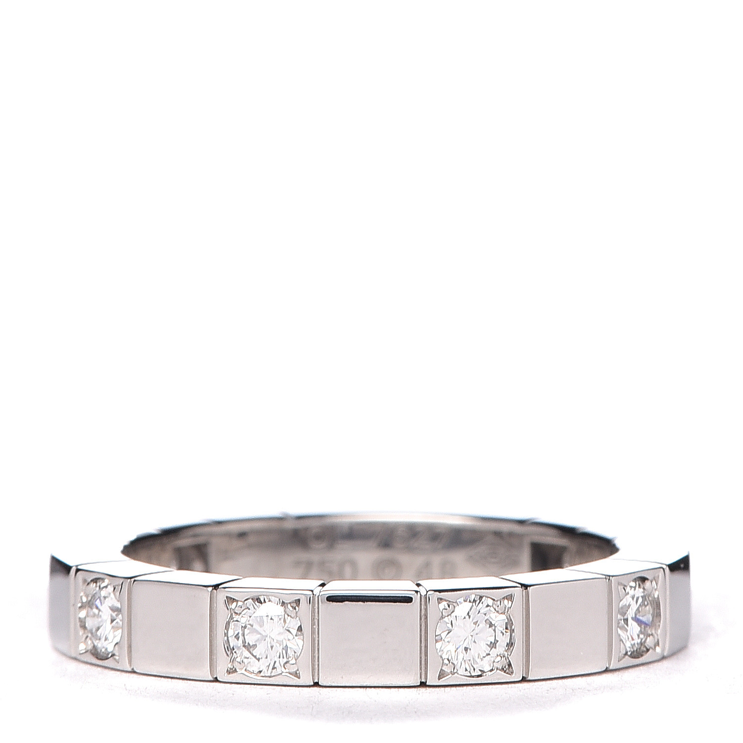 CARTIER 18K White Gold Diamond Lanieres Half Eternity Band Ring 48 4.5 ...