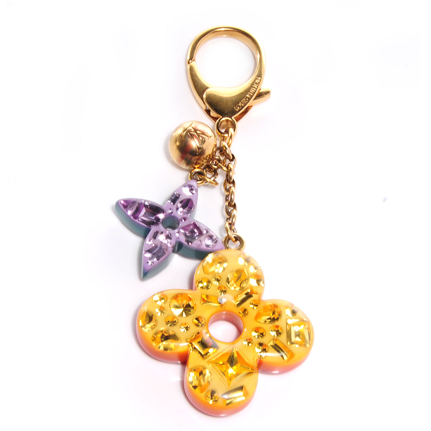 louis vuitton phone ring flower strass LOUIS VUITTON Resin Strass Glam Flower Bag Charm Multicolor 65099