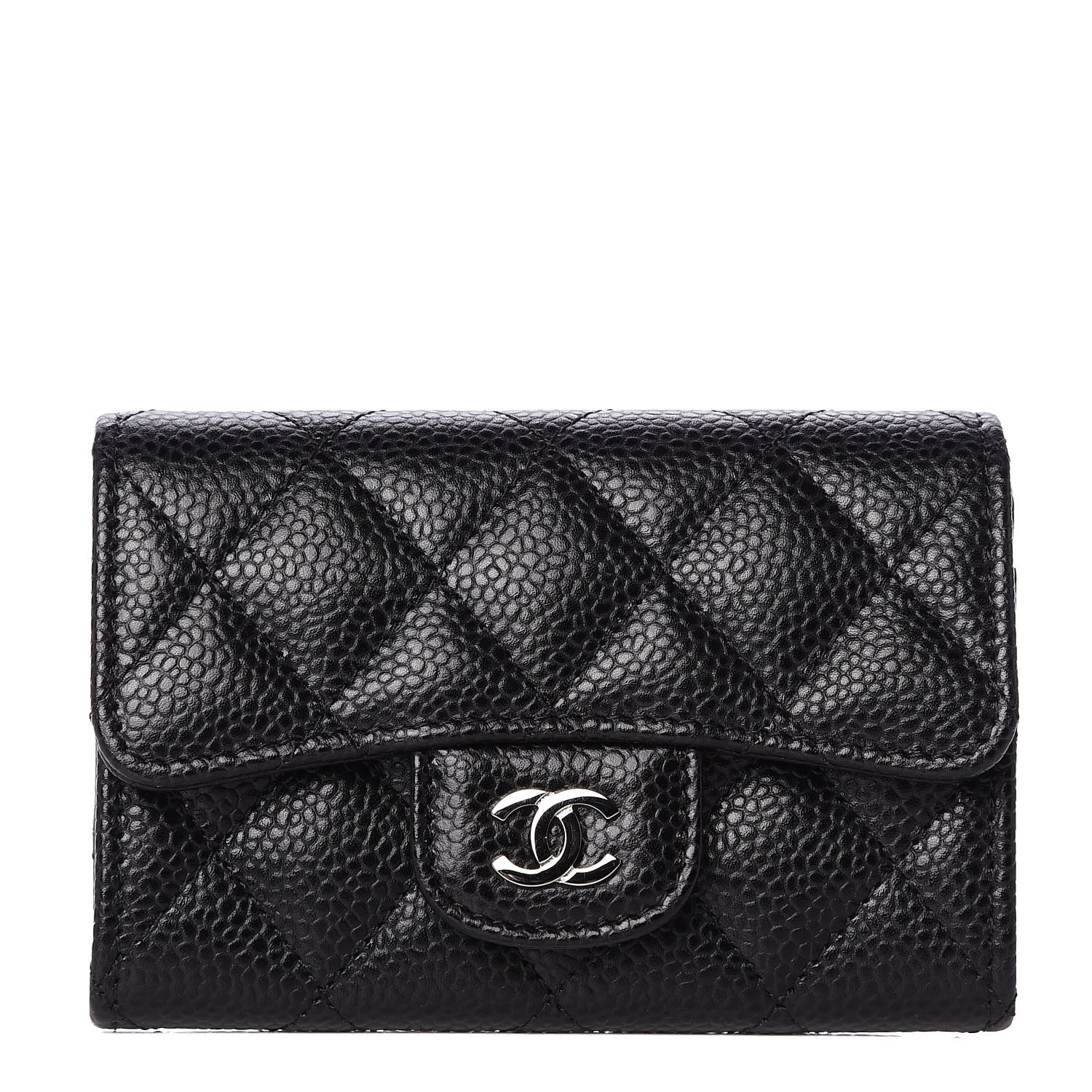 CHANEL Caviar Quilted Flap Card Holder Black 548564 | FASHIONPHILE