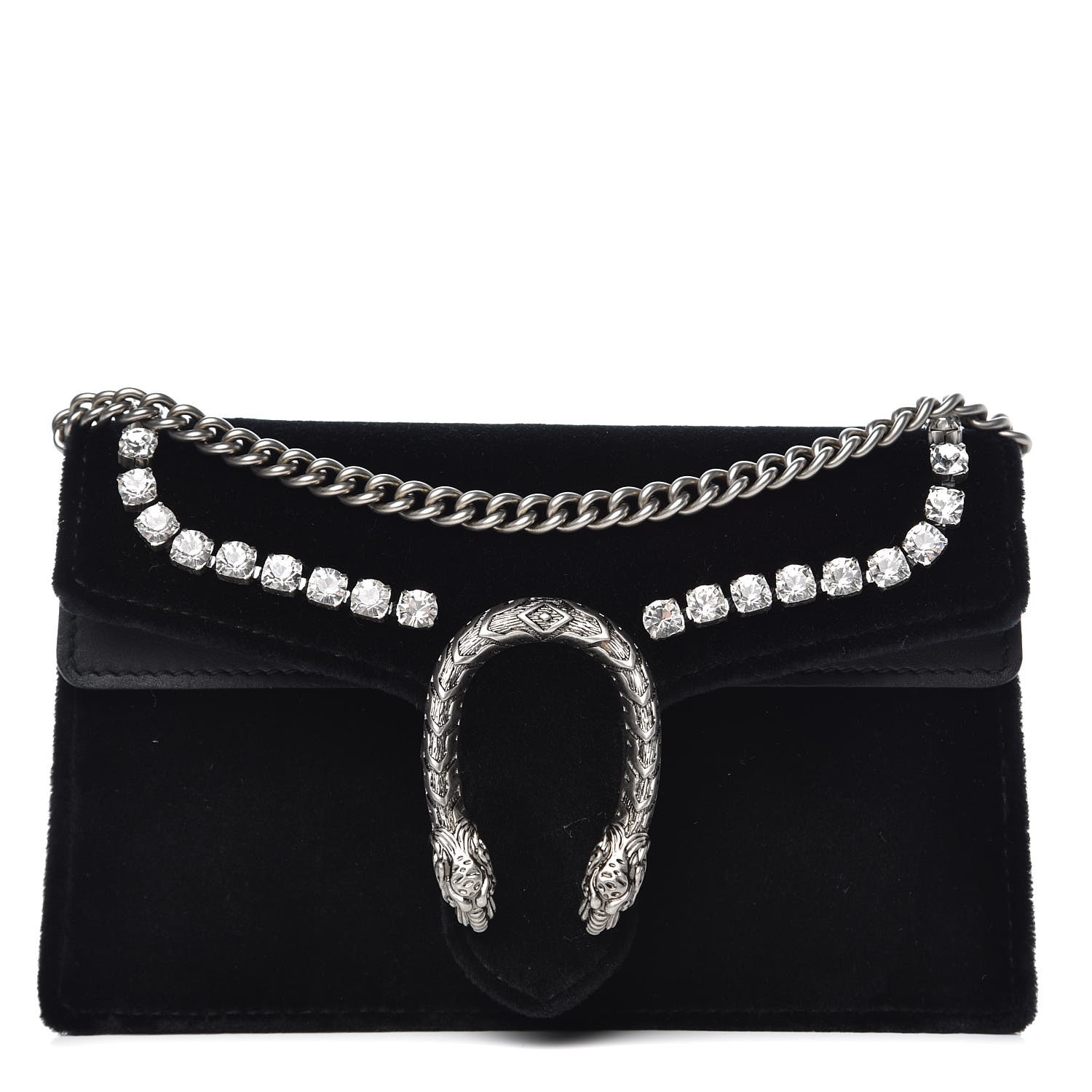 GUCCI Velvet Crystal Super Mini Dionysus Bag Black 350296