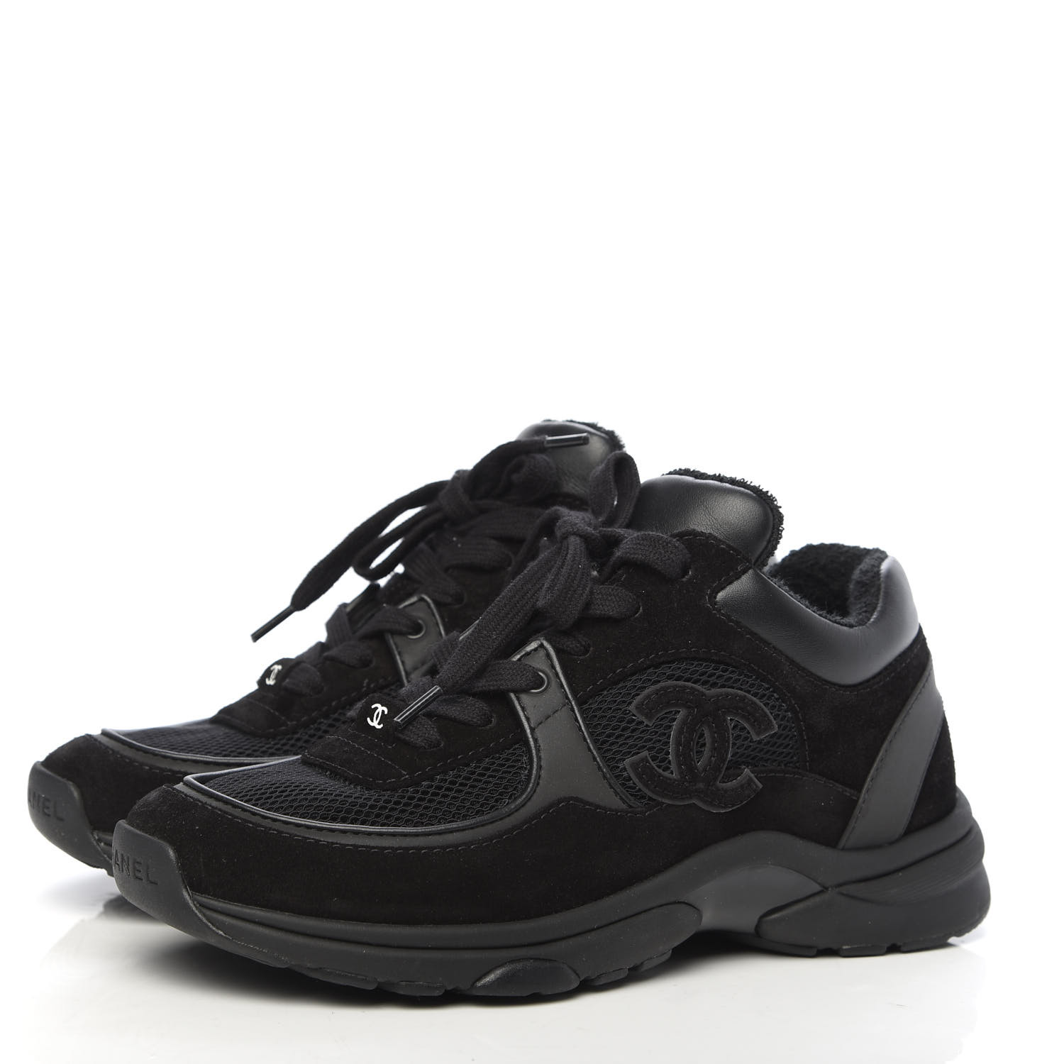 chanel fabric and suede calfskin sneakers