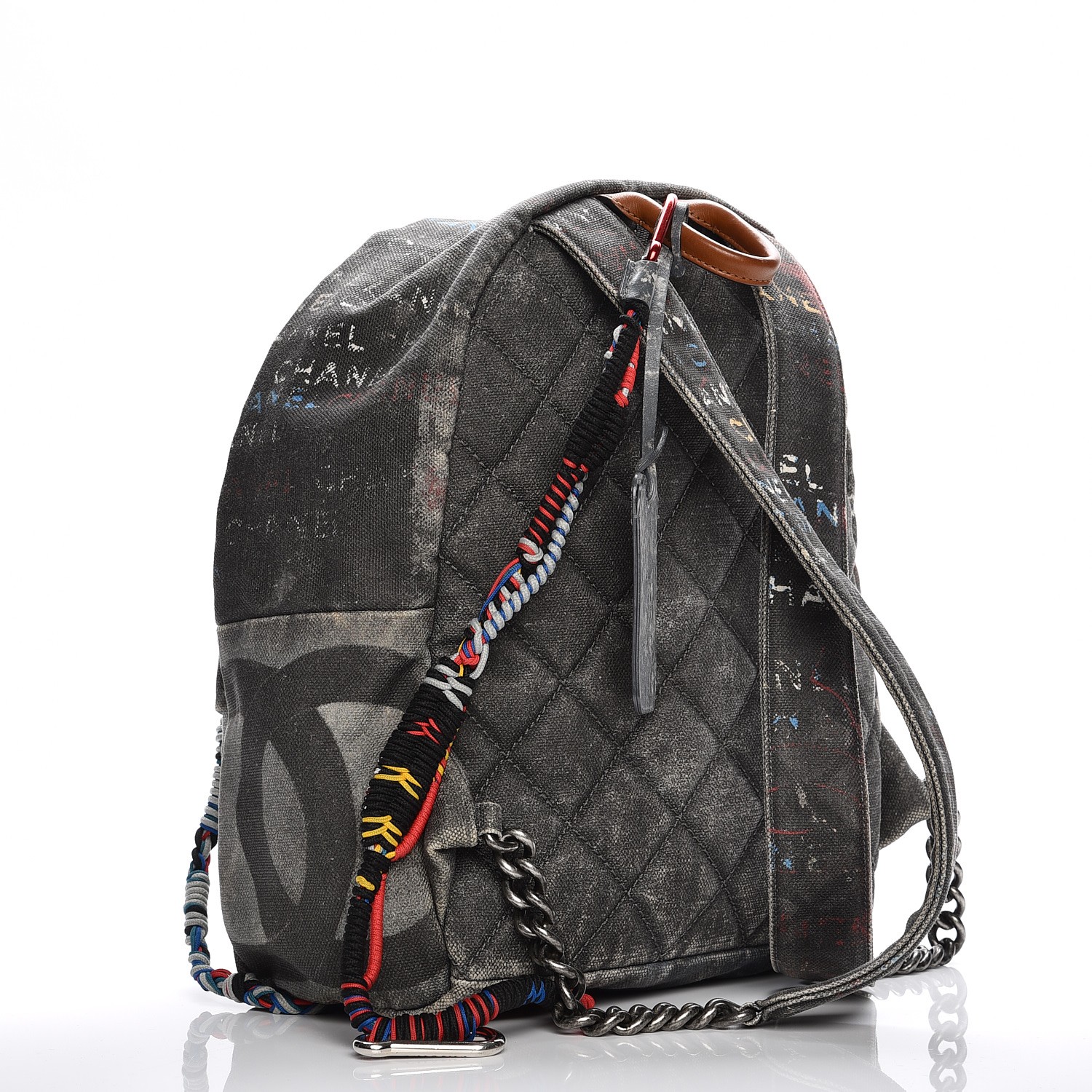 CHANEL Graffiti Printed Canvas Medium Backpack Black 205833