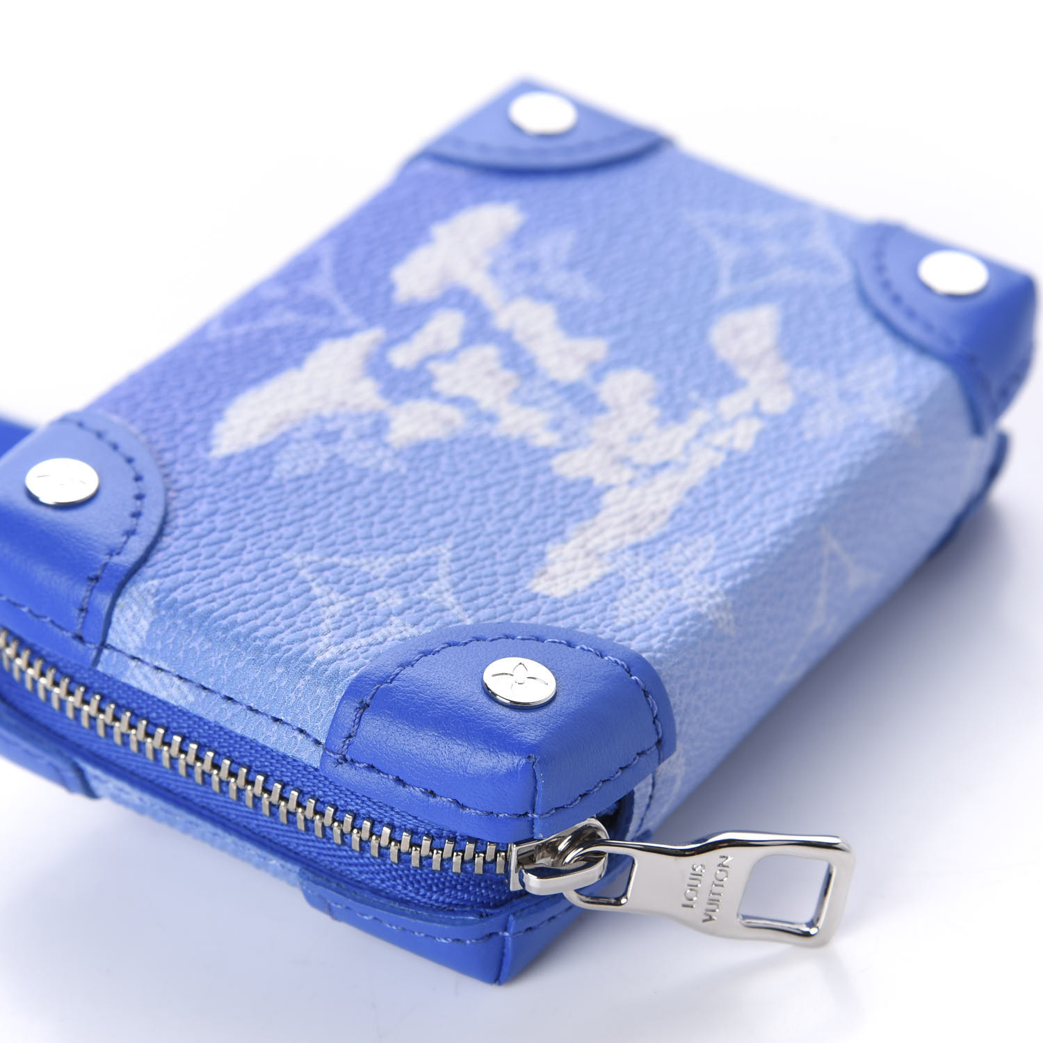 Virgil Abloh Blue Monogram Clouds Coated Canvas Soft Trunk Wallet Silver  Hardware, 2020