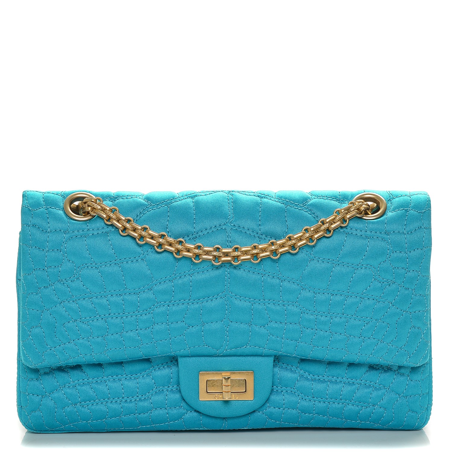 CHANEL Satin Coco's Croc 2.55 Reissue 225 Flap Turquoise 196480