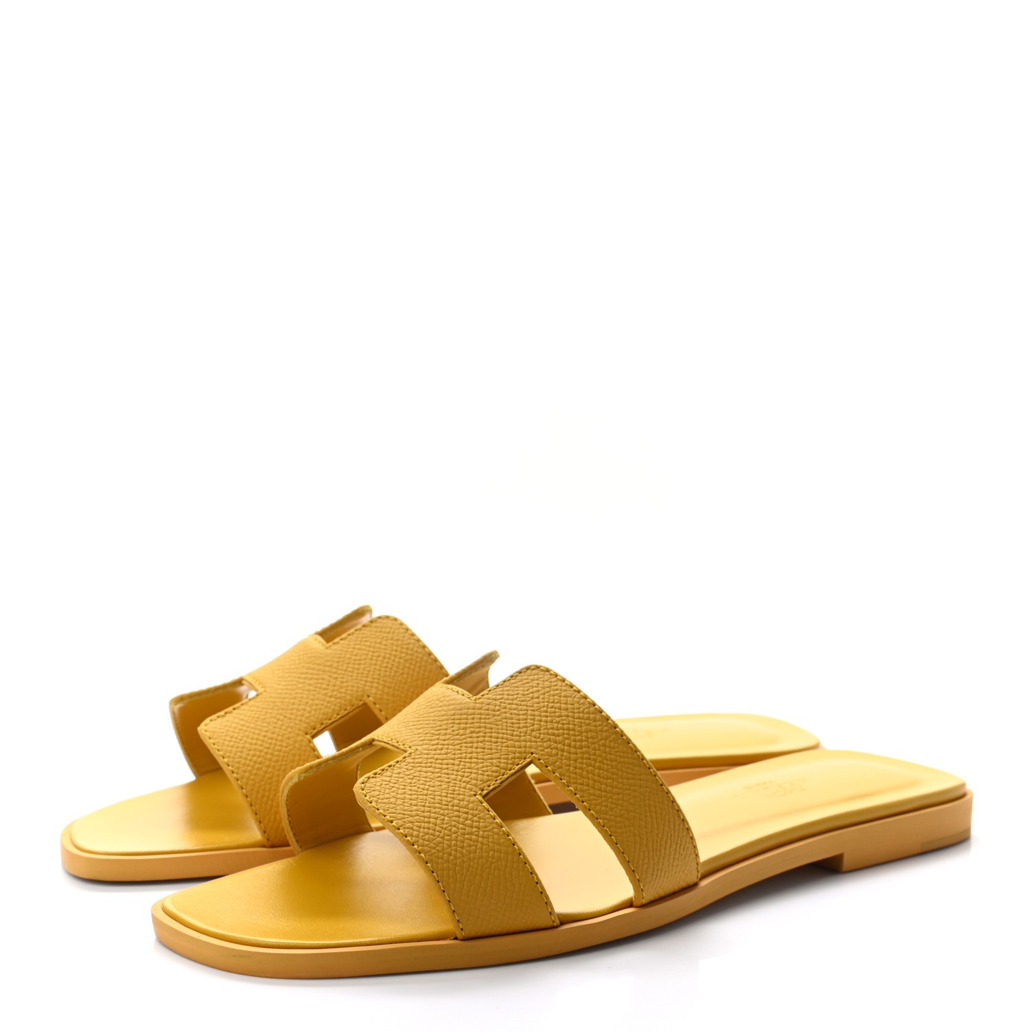 HERMES Epsom Oran Sandals 37 Jaune Sable 915557 | FASHIONPHILE