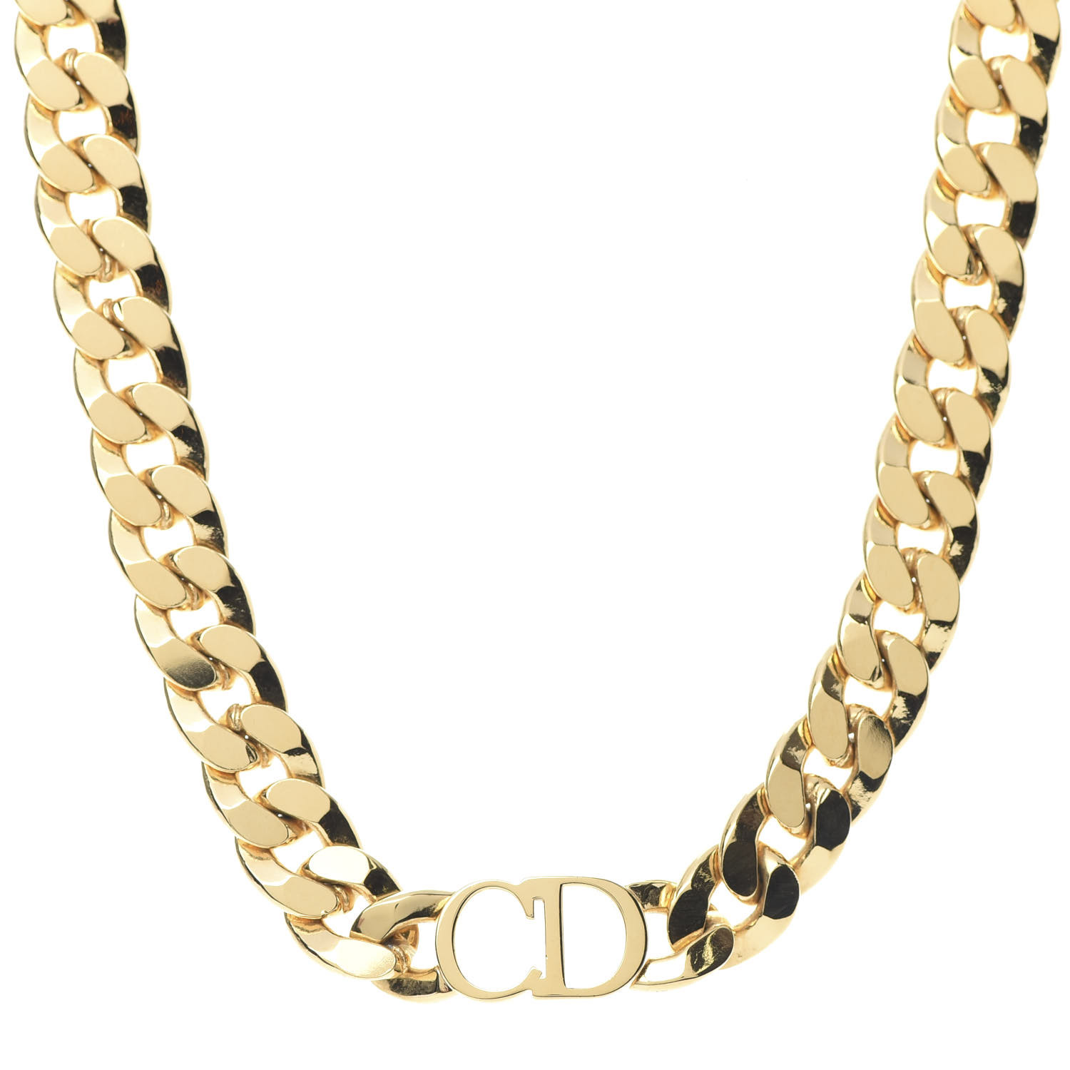 CHRISTIAN DIOR Metal CD Choker Necklace Gold 682158 | FASHIONPHILE