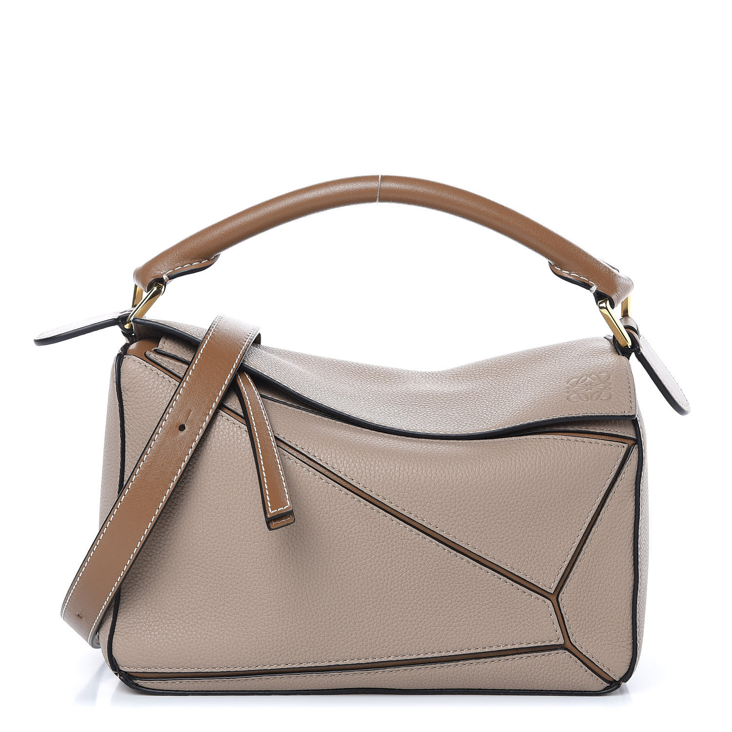 LOEWE Grained Calfskin Small Puzzle Bag Sand Mink 414308