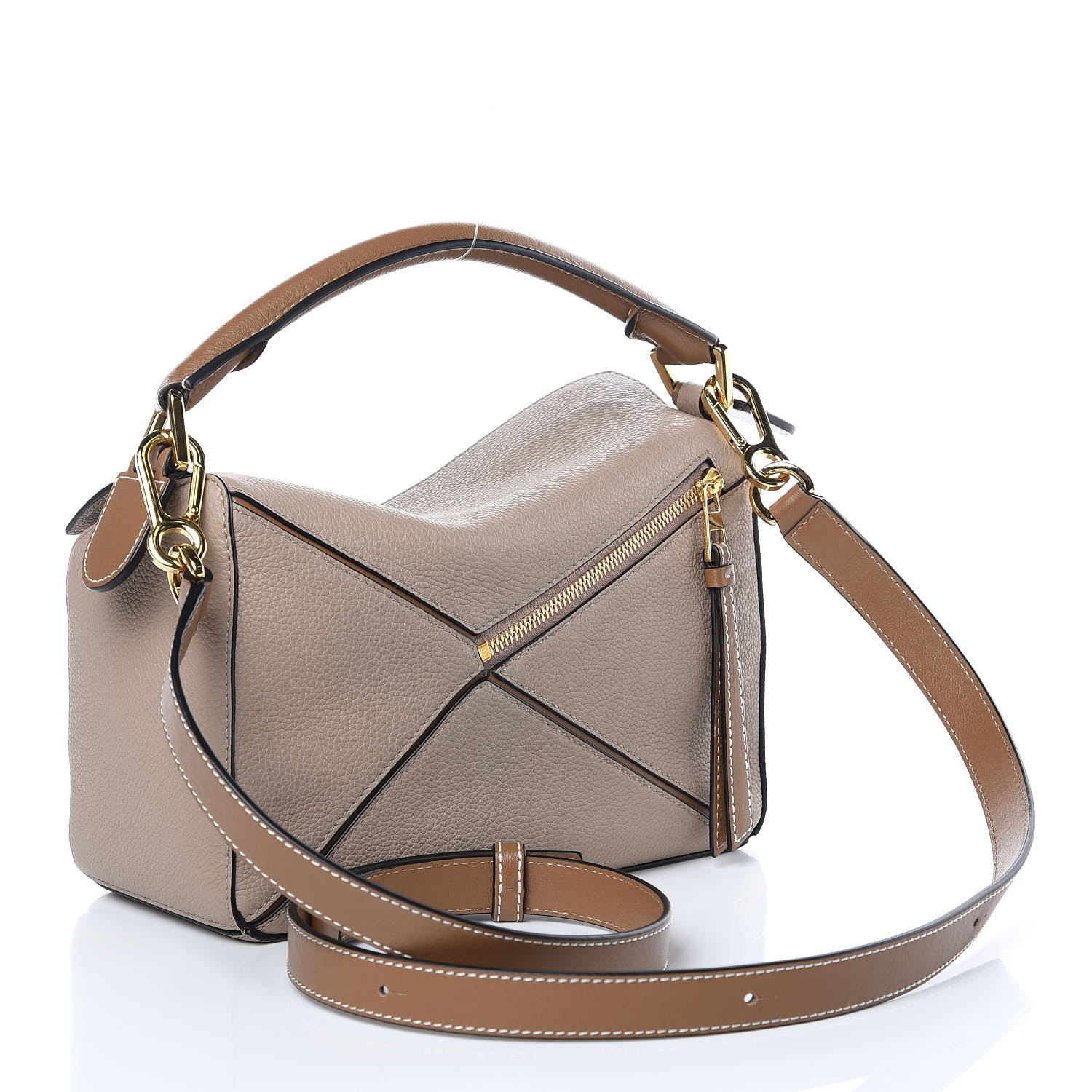 LOEWE Grained Calfskin Small Puzzle Bag Sand Mink 414308