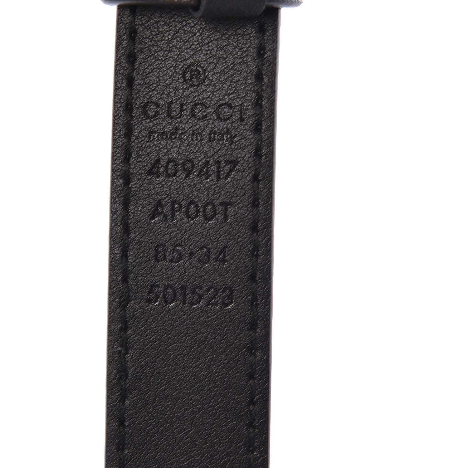 GUCCI Calfskin Double G 20mm Belt 85 34 Black 456588
