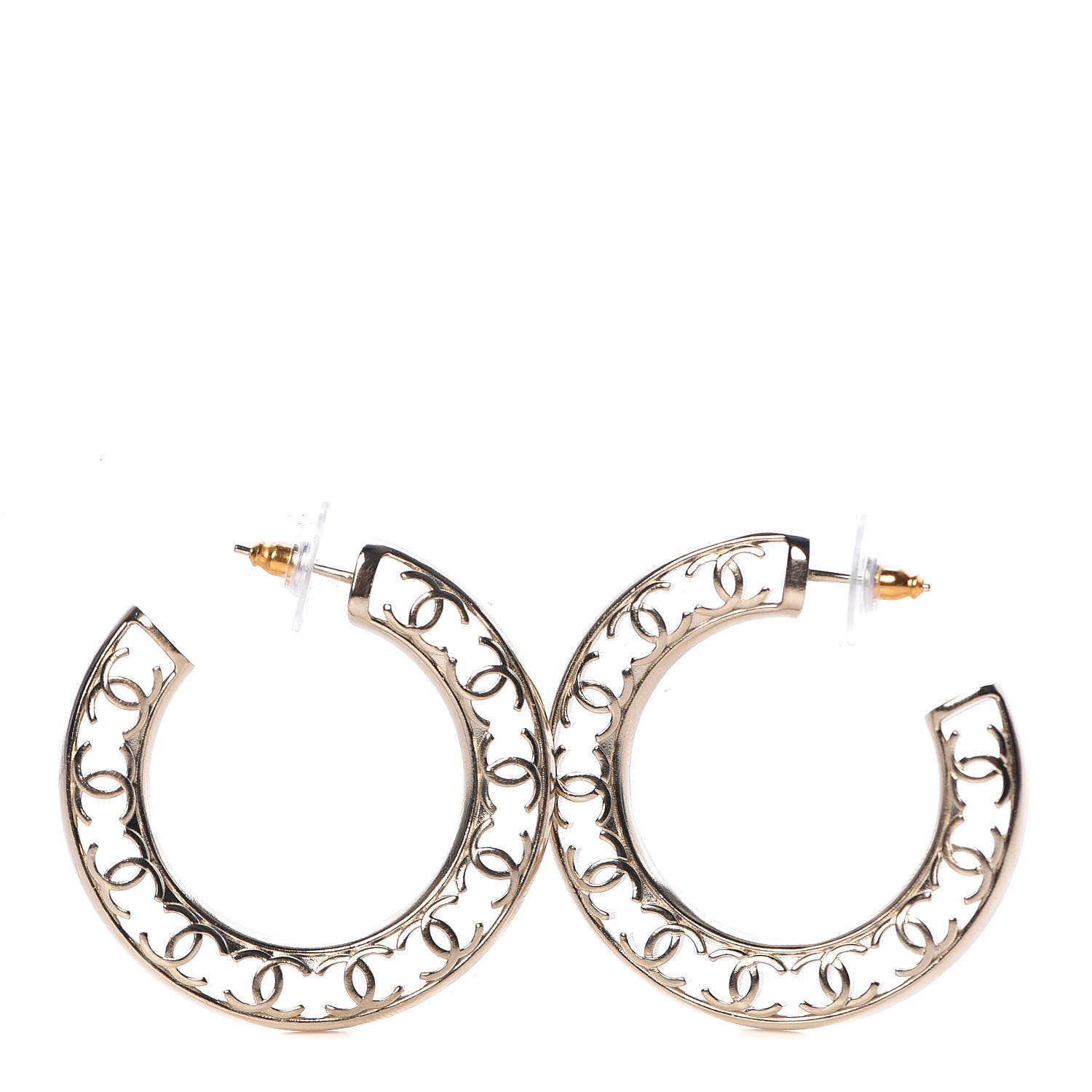 CHANEL CC Hoop Earrings Gold 452206