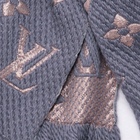 Louis Vuitton Brown Monogram Wool/Silk Shine Shawl Scarf - Yoogi's Closet