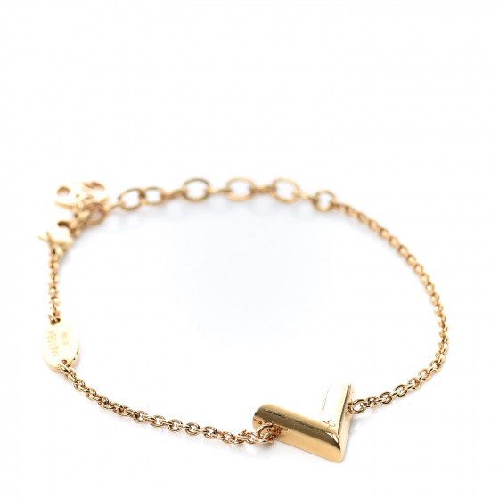 Louis Vuitton Goldtone Metal Essential V Cuff Bracelet - Yoogi's