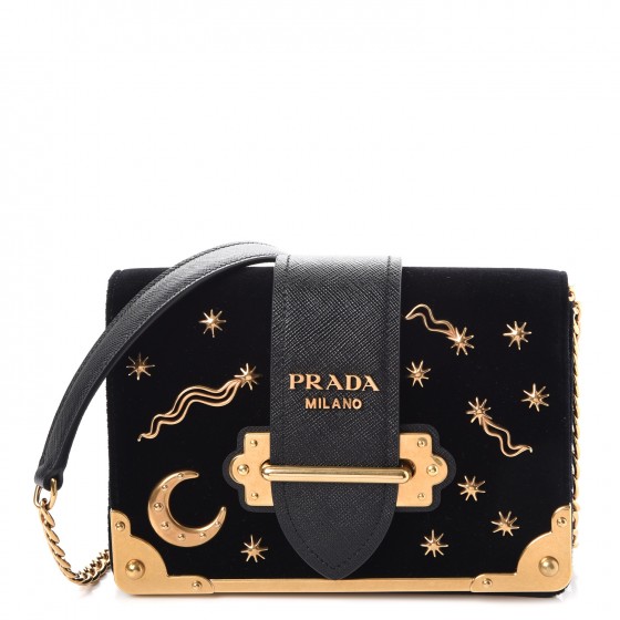 PRADA Velvet Cahier Astrology Bag Black 