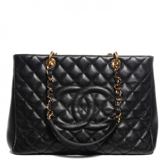 CHANEL Caviar Quilted Grand Shopping Tote GST Black 98706