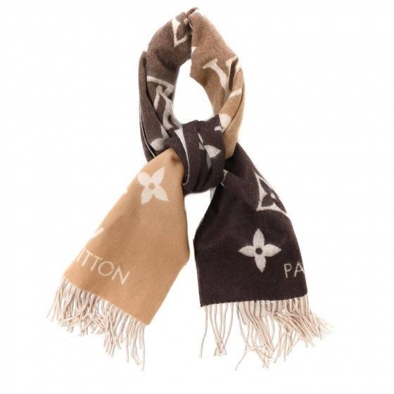 Louis Vuitton Black and Grey Cashmere Reykjavik Monogram Scarf at 1stDibs