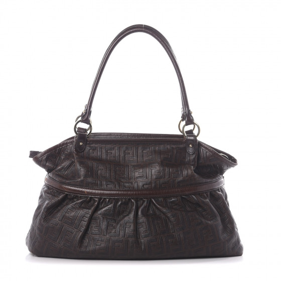 ff embossed leather top handle tote