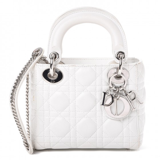 Christian Dior Lambskin Cannage Mini Lady Dior White Fashionphile Christian Dior Lambskin Cannage Mini Lady Dior White Fashionphile