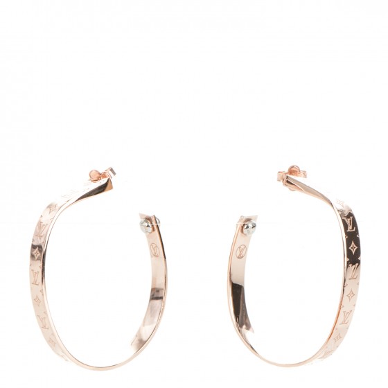 LOUIS VUITTON Nanogram Hoop Earrings Pink Gold 178900