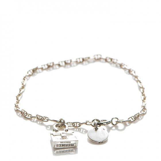 HERMES Sterling Silver Mini Birkin Amulette Bracelet SH 186242