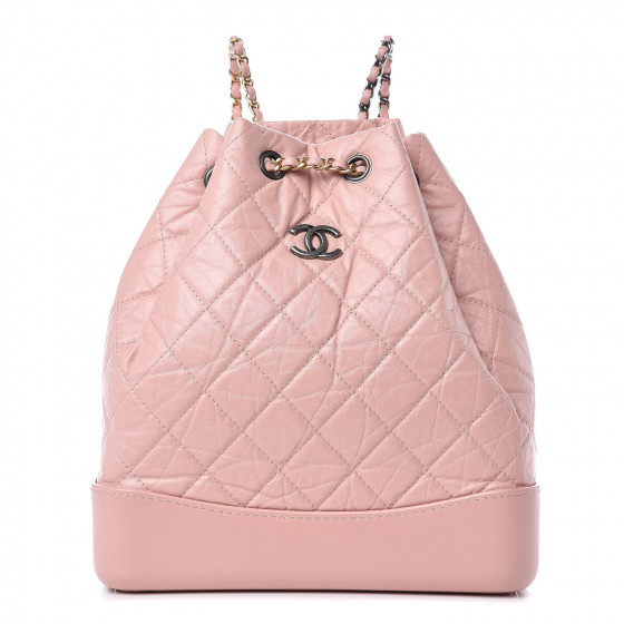 CHANEL Aged Calfskin Quilted Large Gabrielle Backpack Light Pink 380797