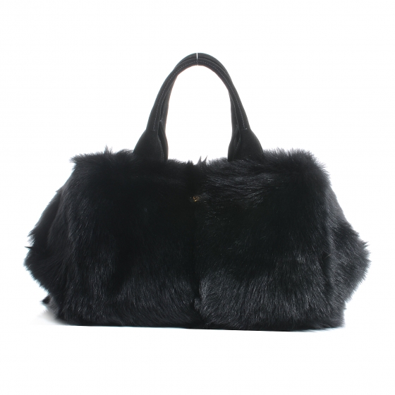PRADA Eco Lapin Faux Fur Handbag Nero Black 56696
