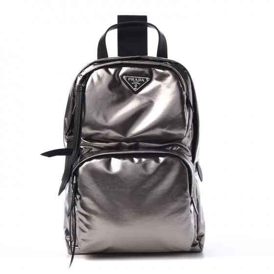 PRADA Tessuto Nylon One Shoulder Backpack Silver 310992