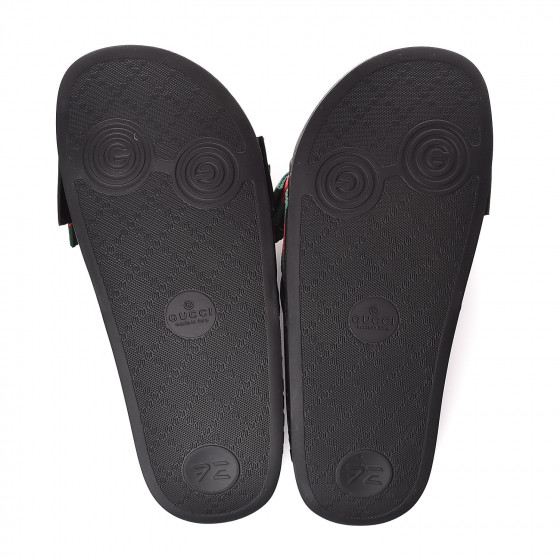 gucci black web ribbon bow slides flats