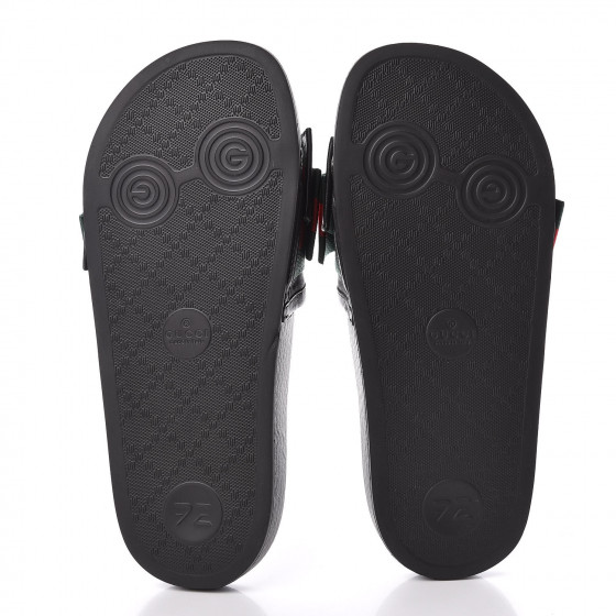 gucci black web ribbon bow slides flats