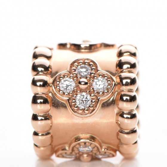 VAN CLEEF & ARPELS 18K Pink Gold Diamond Perlee Clovers Pendant 252258