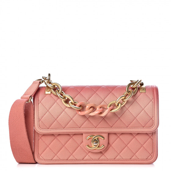 CHANEL Caviar Quilted Medium Sunset On The Sea Flap Coral 449431