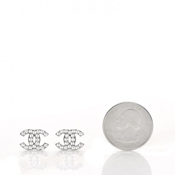 CHANEL Crystal Timeless CC Earrings Silver 204608