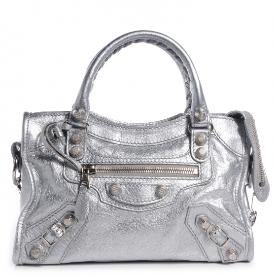 balenciaga giant silver mini city