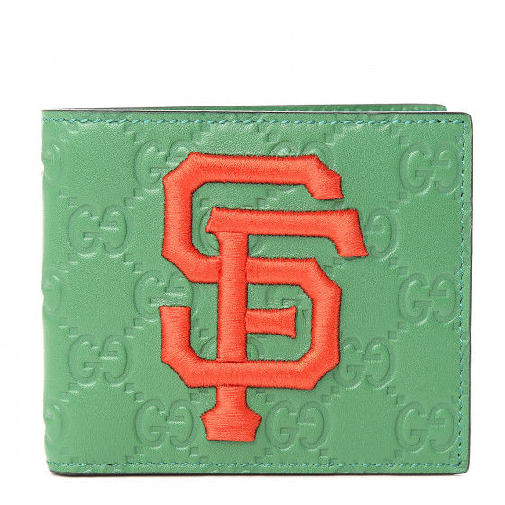 GUCCI Guccissima SF Giants Bi-Fold Wallet Green Orange 536965