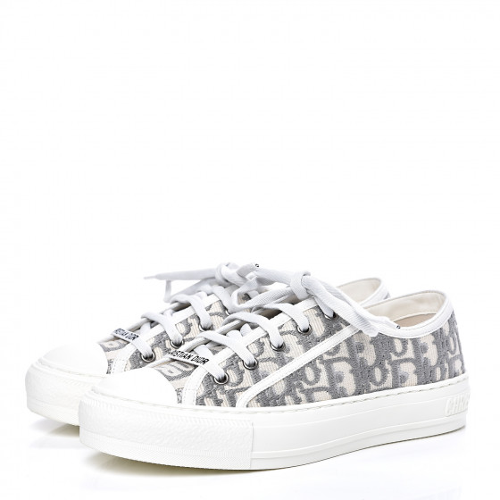 CHRISTIAN DIOR Canvas Oblique Walk'N'Dior Low Top Sneakers 37.5 Grey ...